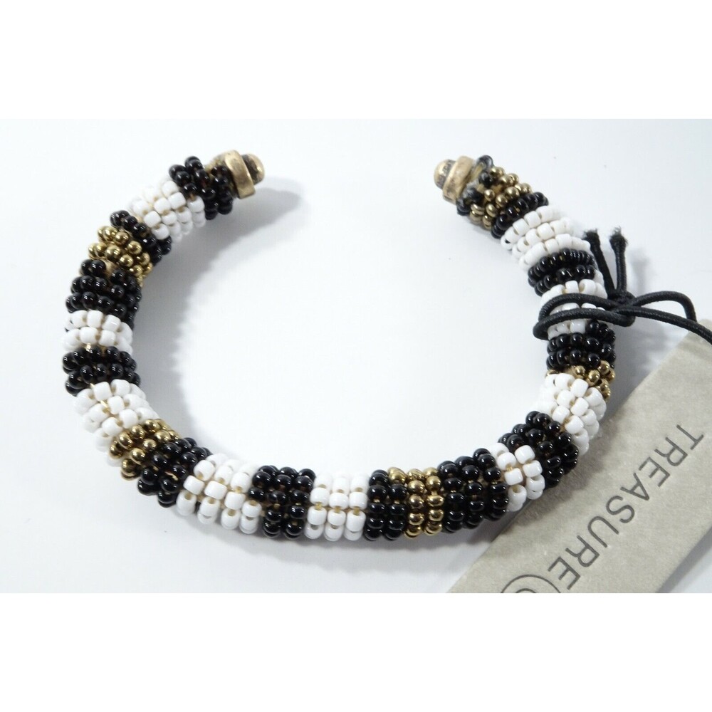 Nordstrom Treasure & Bond Women's Beaded Cuff Bracelet NWT 65 Black White
